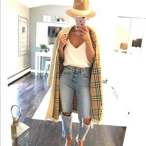 Burberry’s Tan Trench coat with nova check interior size 46 Euro US 12